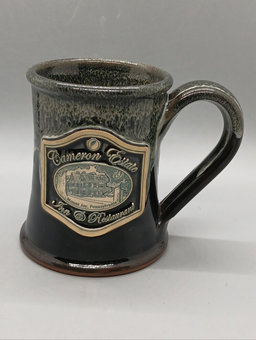 Deneen Pottery Cameron Estate Inn Mugs Hand Thrown Stoneware Black Gray